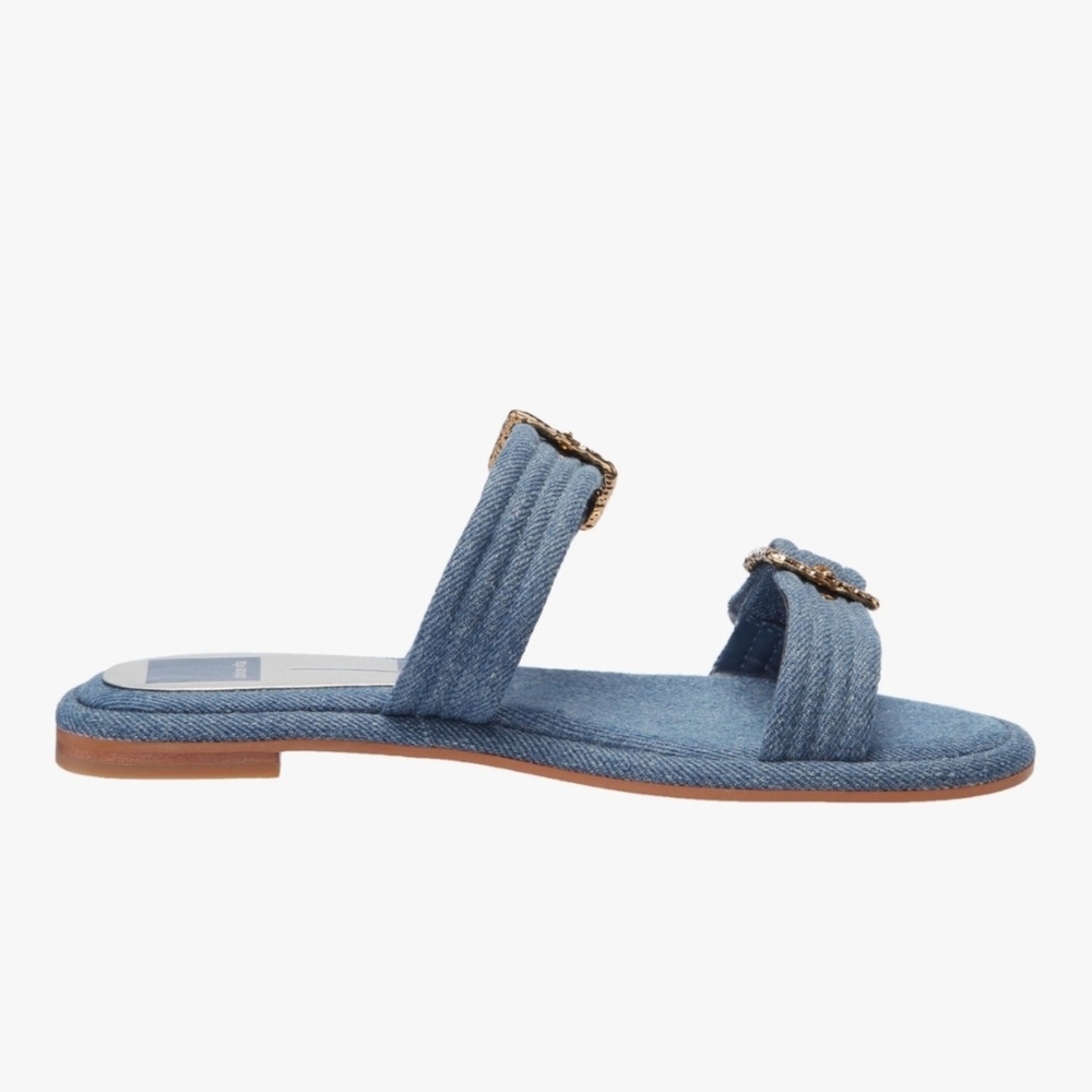 Dolce Vita Blue Sandals with Gold Accents - Picture 4 of 9